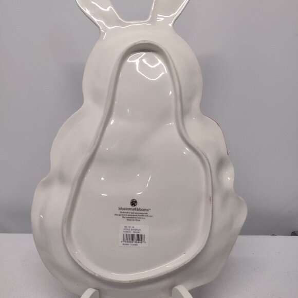 NEW! Blossoms & Blooms Ceramic Easter Bunny Platter/Tray - Picture 4 of 5